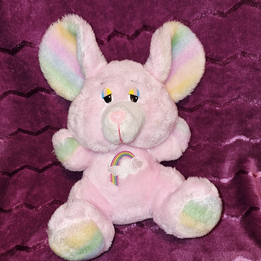 Vintage Rainbow Happy Mates Mouse Plush 1980's Care Bear Look A Like